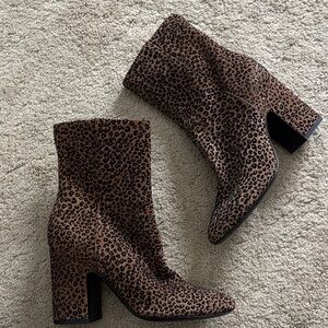 NEW AGL calf hair Leopard Print Ankle Boots 35